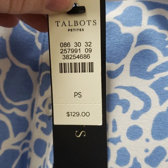 Talbots Blue and White Floral Long Sleeve Dress - Picture 2 of 7